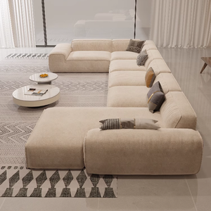 <span class=keywords><strong>Divano</strong></span> a U in Tessuto per Soggiorno IB040 con Schiuma ad <span class=keywords><strong>Alta</strong></span> Densità, Grandi Dimensioni e Funzione Estensibile, Comodo per l'Arredamento di Casa - Product Image 2