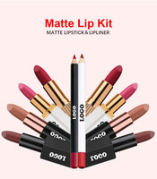 Kit de Maquillage Lèvres Mat Minéral 2-en-1 en Gros – Rouge à Lèvres et Crayon Contour des Lèvres Longue Tenue Imperméable, Personnalisable avec Votre Logo – Maquillage Végétalien et Non Testé sur les Animaux