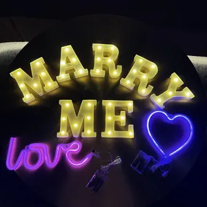 Marry me Sign LED ilumina acima carta de proposta de casamento noivado romântico proposta decoração casar comigo letras iluminadas