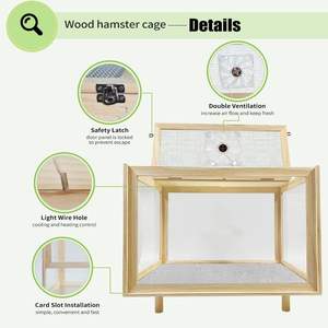 <span class=keywords><strong>Cage</strong></span> à hamster en bois transparente avec couvercle amovible - Petite maison pour animaux de compagnie portable, enclos de visualisation - Product Image 3