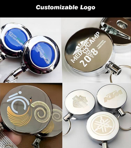 XXH-Factory Custom Logo Black ABS Retractable <strong>Badge</strong> Reel Wire Rope Heavy Tactical Name <strong>Badge</strong> Holder With Keychain And ID Strap - Product Image 2
