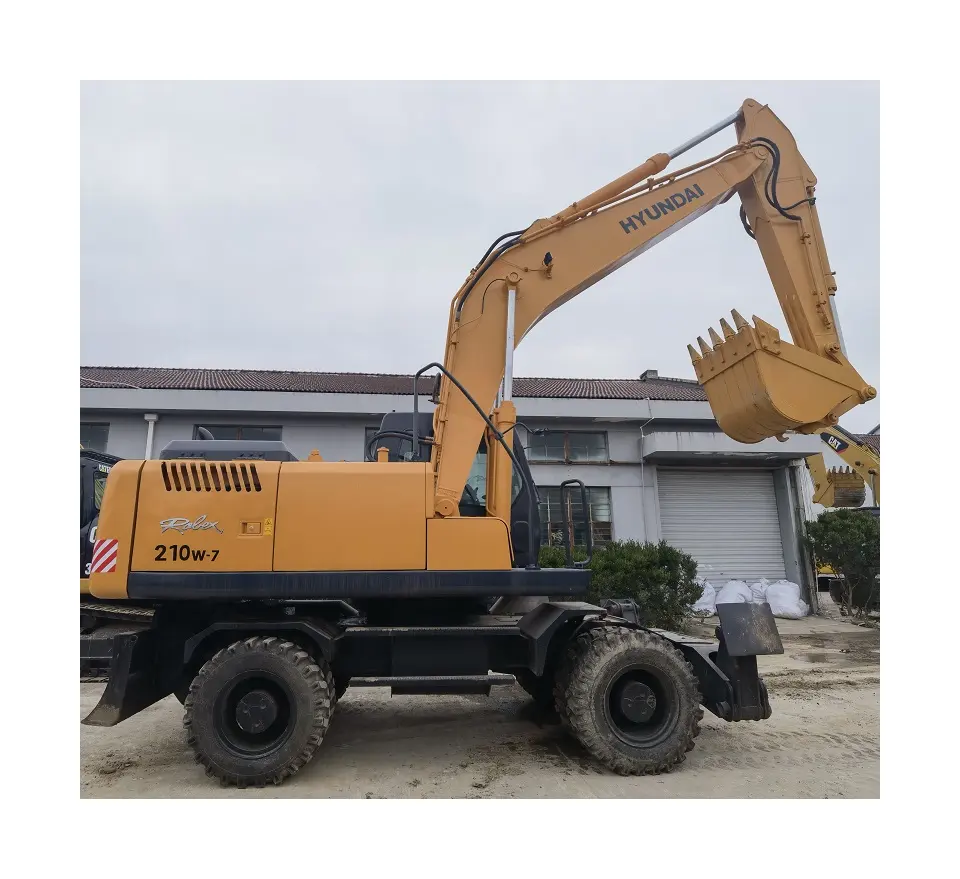 Excellent Condition Cummings Engine Secondhand Construction Machinery Used Hyundai210W-7 Wheel Excavator