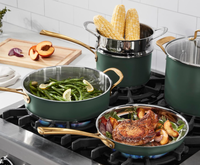 Ensemble de 11 ustensiles de cuisine en acier inoxydable, ensemble de casseroles et poêles avec couvercle en verre pour la cuisine, passe au lave-vaisselle