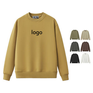 Personalización de los hombres de algodón poliéster 300g sudadera de lana de manga larga mezcla de algodón pulóver cuello redondo sudadera hombres - Product Image 3