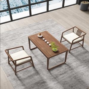 Ensemble de table à thé en bois massif, style chinois moderne, petite table à thé Kung Fu pour balcon ou salon, table basse artisanale - Product Image 3