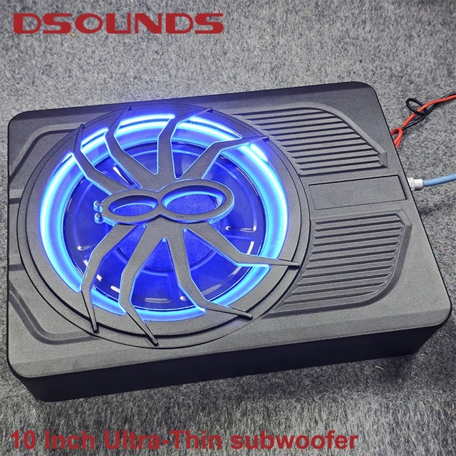 10 Inch Active Underseat Car Subwoofer Speaker with Amplifier Active Audio Speaker Car Subwoofer Speaker DC 12V Peak Power 1200W