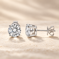 Boucles d'oreilles clous personnalisées en diamant de laboratoire rond brillant, or massif 10K 14K 18K, quatre griffes, bijoux de mariage unisexe, vente en gros