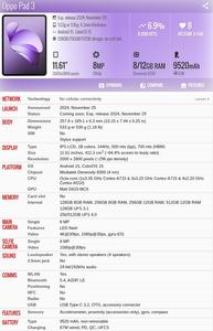 Tablette PC la plus récente Op Po Pad 3 11,61 pouces 144 Hz, appareil photo 8 MP, batterie 9520 mAh, charge rapide 67 W, processeur Dimensity 8350 Octa Core - Product Image 6