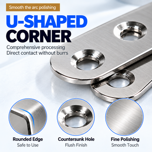 Modern <b>Stainless</b> <b>Steel</b> 90 Degree Right <b>Angle</b> <b>Bracket</b> Connector for Wood Shelves Furniture Cabinets Easy Assembly Multiple - Product Image 3