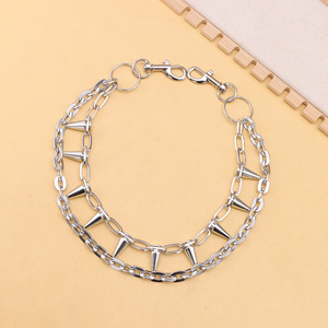 Double Layer Spike <b>Waist</b> <b>Chain</b> Zinc Alloy Hip Hop Style Fashion Accessory For Daily Wear - Product Image 2