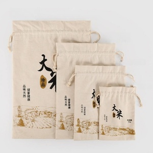 Sacs de rangement en toile de coton écologiques avec cordon de serrage pour l'emballage de la farine, du riz, des graines de soja - Taille personnalisée, sac cadeau durable - Product Image 5