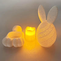 Lanterne LED Lapin de Pâques Imprimée en 3D en Gros, Lampe Lapin Creuse en Plastique, Décoration de Fête, Veilleuse de Vacances, OEM