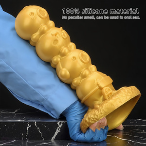 Plug Anale Extra Large in Silicone Dorato 30*9 a Forma di Polpo con Perline, Modello HMGJ2217, Dispositivo per Espansione Anale, Pene Finto - Product Image 3