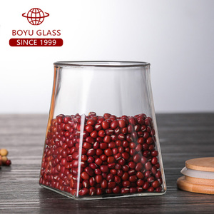 Barattolo di <span class=keywords><strong>vetro</strong></span> <span class=keywords><strong>borosilicato</strong></span> trasparente con coperchio di bambù naturale a tenuta d'aria per la conservazione e la conservazione degli alimenti - Product Image 6
