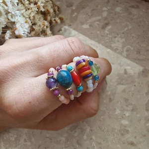 New Arrival Fashion Statement Freshwater Pearl Elastic <b>Rings</b> with Heart Shell Beads Handmade Tiny Pearl <b>Ring</b> Gift for Bridesmaid - Product Image 6
