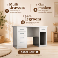Bureaux informatiques modernes ergonomiques et durables en métal avec étagères pour usage commercial, bureau à domicile, hôpital et école