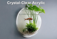 Aquarium mural ovale en plastique transparent, bol pour poissons de 2,5 L, aquarium silencieux pour salon, chambre à coucher, cuisine
