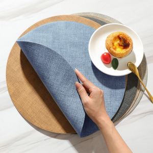 Round <b>Placemats</b> <b>for</b> Dining <b>Table</b> Non-Slip Easy to Clean Kitchen Dinner Mats Faux Leather Round <b>Placemats</b> Kitchen <b>Table</b> Mats - Product Image 2