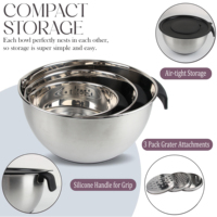 Accessoires de cuisine de style européen Bol à mélanger en argent avec poignée Couvercle noir Bols à mélanger pour salade de polissage miroir pour les fêtes