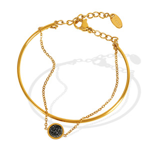 Pulsera de cadena para mujer, aleación de zinc, engaste con bisel, joyería de regalo, tono plateado y dorado - Product Image 5