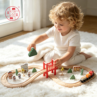 Ensemble de rails de train en bois avec trains magnétiques et voies ferrées pour jouets éducatifs, 39 pièces, conception intelligente
