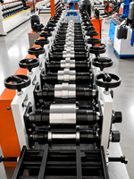 Machine de profilage automatique pour montants et rails de cloisons sèches, pour la production d'acier léger, avec découpe hydraulique motorisée