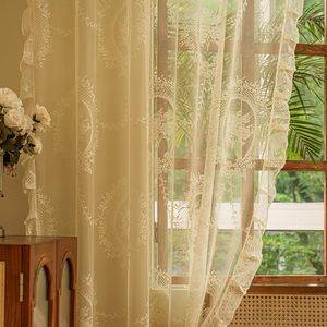 Eleganti <span class=keywords><strong>tende</strong></span> di pizzo giallo crema deepare Set di 2 pannelli lunghi 96 pollici <span class=keywords><strong>per</strong></span> l'arredamento della fattoria del soggiorno - Product Image 2