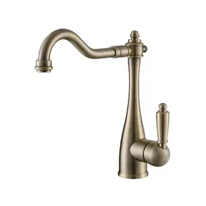 WG155529 Gaya Eropa Antik Perunggu Kuningan Kamar Mandi Tuas Tunggal Air Panas Dingin Wajah Basin Faucet Mixer