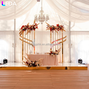 LEDA Events Stage <b>Decoration</b> Backdrop New Design Luxury Hanging Flower Gold Metal <b>Arch</b> for Wedding - Product Image 1