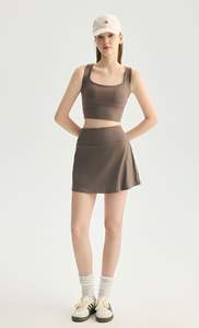 <span class=keywords><strong>Jupe</strong></span>-short de yoga pour femme, taille haute, effet seconde peau, effet ventre plat, coupe trapèze, pour la course, la gym et le tennis - Product Image 3