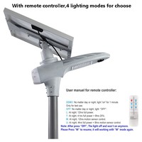 Lampadaire solaire semi-intégré MPPT 6000LM avec capteur de mouvement, IP65, LED, construction en aluminium pour usage extérieur, certifié RoHS