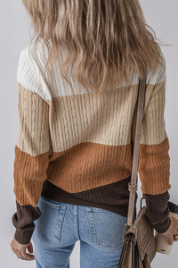 Maglione Pullover Vintage a Righe da Donna Autunno/Inverno Stile Preppy con Collo a Risvolto Maglia Larga Lunga con Contrasto di Colore Logo Frontale OEM - Product Image 5
