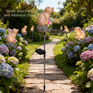 Lampu Taman Tenaga Surya LED dengan Sensor Suara, Dekorasi Jalan Taman, Lampu Taman Tenaga Surya Bentuk Babi Simulasi untuk Luar Ruangan - Product Image 2