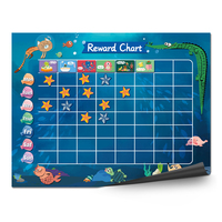 Tableau de récompenses et de punitions pour enfants avec motif océanique de dessin animé, autocollant mural magnétique personnalisé