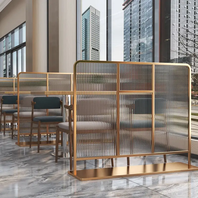 Installation-free stainless steel restaurant seat partitions metal office furniture screen partitions