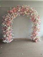 Rangkaian Bunga Mawar Buatan Tangan Sutra Putih Dusty Pink, Realistis, untuk Dekorasi Pernikahan, Latar Panggung, Acara, dan Pesta