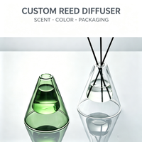 Diffuseur de parfum de luxe en gros, nouveau diffuseur d'ambiance avec bouteille décorative en verre artistique et bâtonnets en rotin OEM