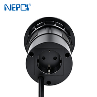 Hub d'alimentation de bureau encastré avec charge rapide PD double Type C 65W, prise de table 16A 250V et prise de fond supplémentaire