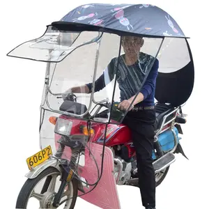 Outdoor Full Cover Scooter Windproof Sunshade Motorcycle Umbrella Electric Bike Canopy