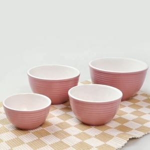 3 cái hai tông màu trộn bát thiết lập với embossment, Giá Bán Buôn Đồ đá rắn màu trộn bát - Product Image 4