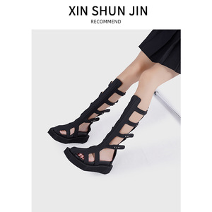 Sandali in Pelle di Vacchetta di Alta Qualità con Suola Spessa, <span class=keywords><strong>Stivali</strong></span> Martin alla Moda, Nuovi Sandali e <span class=keywords><strong>Stivali</strong></span> Estivi Trendy per Donne - Product Image 3