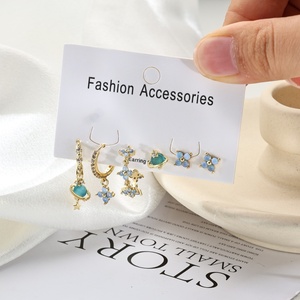 Hot Sale Women's Daily Casual Party Hypoallergenic Stud <b>Earrings</b> <b>Small</b> Flower Star <b>Dangle</b> Zircon Stone Fashion Jewelry for Gift - Product Image 1