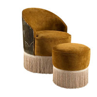 Pouf ottoman rond indien vintage confortable à franges en bullion de style marocain, tabouret de maquillage pour adulte avec pompon