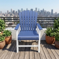 Chaise Adirondack moderne en PEHD durable pour extérieur, résistante aux intempéries, bleu et blanc, pour jardin et patio, ne se décolore pas, ne se fissure pas, ne se déforme pas