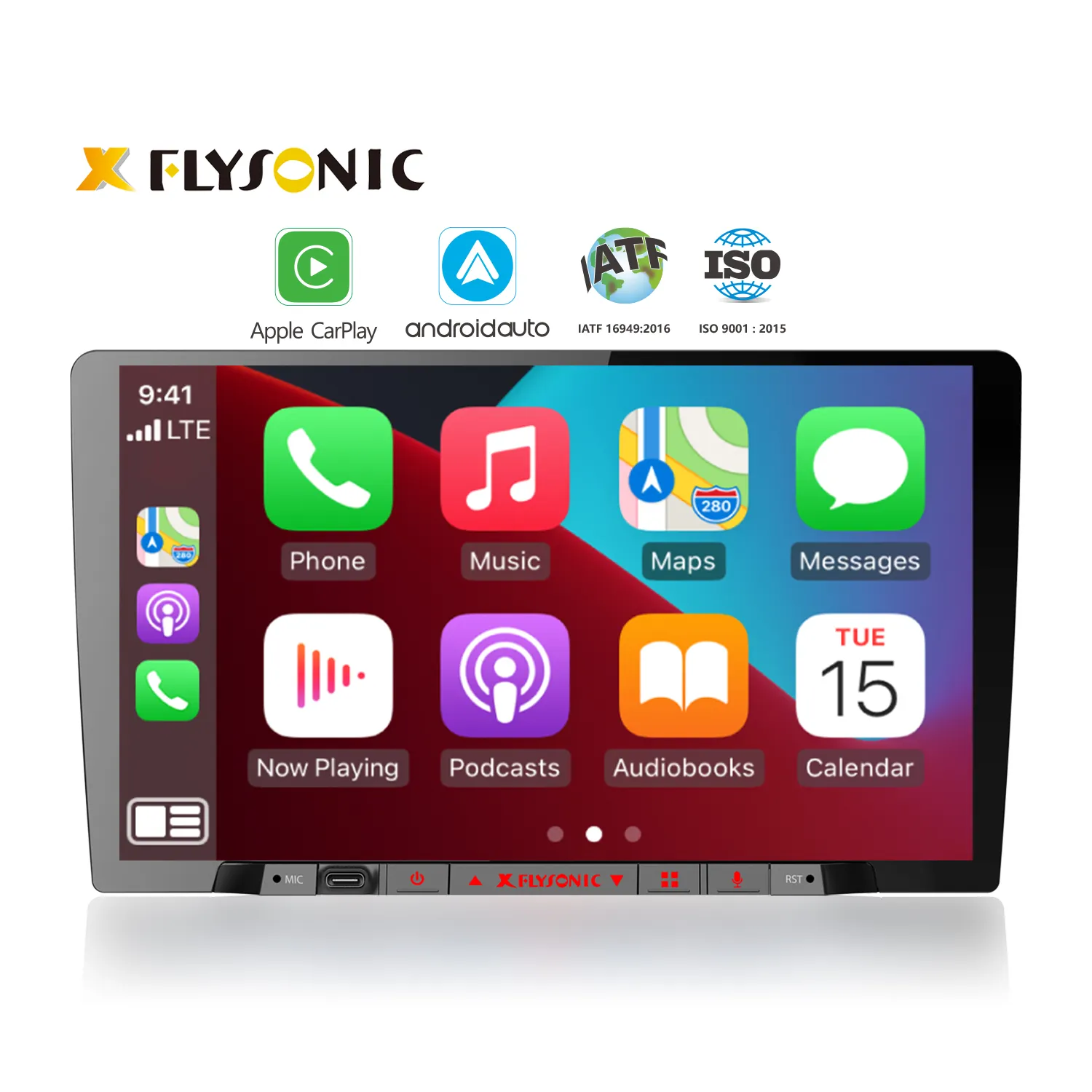 Flysonic Upgrade Private Model 9 10 inch car stereo 1280x720 car carplay screen android radio 2 din Navigator car dvd player