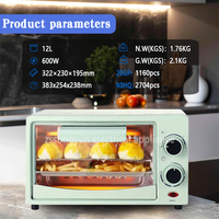 Four électrique multifonction 12L Appareils de cuisine Mini petit four domestique automatique pour la maison