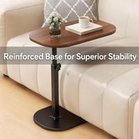 Table de lit pour ordinateur portable réglable en hauteur, table d'appoint en forme de C avec roulettes, table de chevet moderne pour les petites chambres