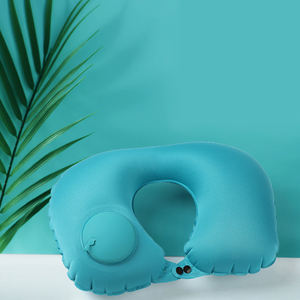Almohada de Viaje en Forma de U, Inflable Automática, para Avión y Auto, Almohada Circular Plegable, Tipo Presión, Cojín para Cuello - Product Image 1
