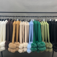 Meilleure Vente Pull Couleur Unie Automne Hiver Femme Doux Tricot Avec Véritable Fourrure de Renard