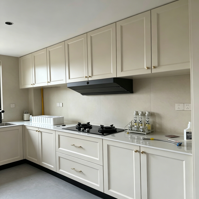 Material Style Customizable Sculpted Door Modern Cabinet Massive Storage Integrated Unified Layout Kitchen Cabinets